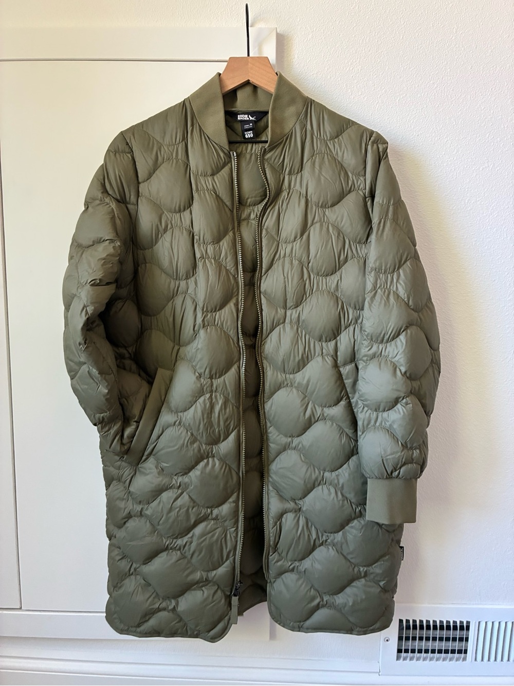 Eddie Bauer Olive Green Quilted Long Puffer Jacket - Picture 5 of 5
